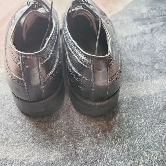 Biltrite Imperial Black Wingtip Mens Dress Shoes 9.5 Leather Oxfords Leather Vtg