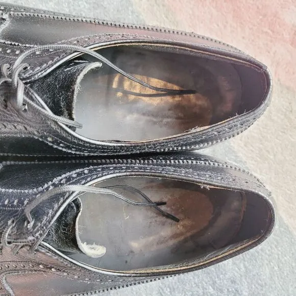 Biltrite Imperial Black Wingtip Mens Dress Shoes 9.5 Leather Oxfords Leather Vtg