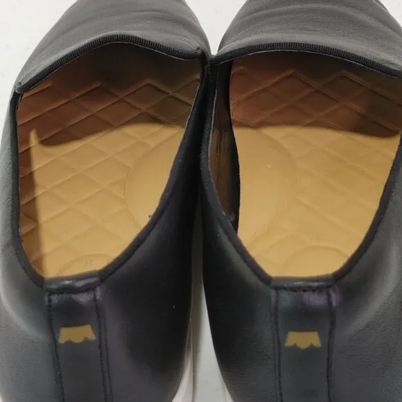 Birdies Swift Slip-On Sneaker Premium Black Leather Fits Like Women's 9.5