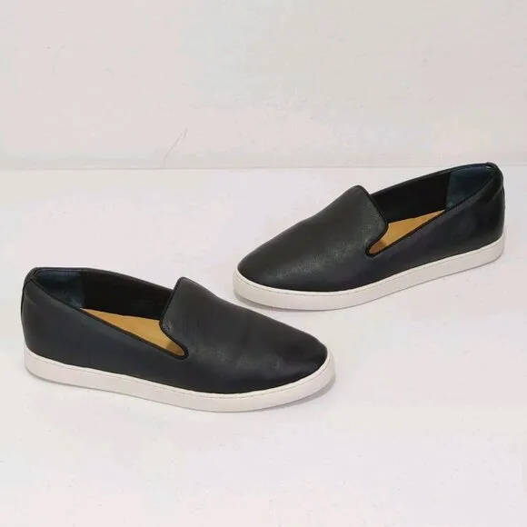 Birdies Swift Slip-On Sneaker Premium Black Leather Fits Like Women's 9.5