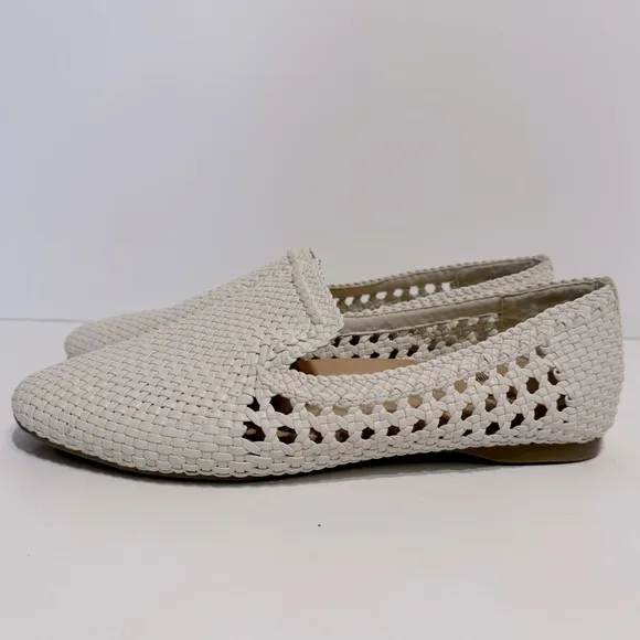 Birdies The Starling White Woven Leather Slip On Loafers Size 9