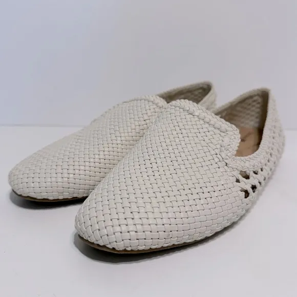 Birdies The Starling White Woven Leather Slip On Loafers Size 9