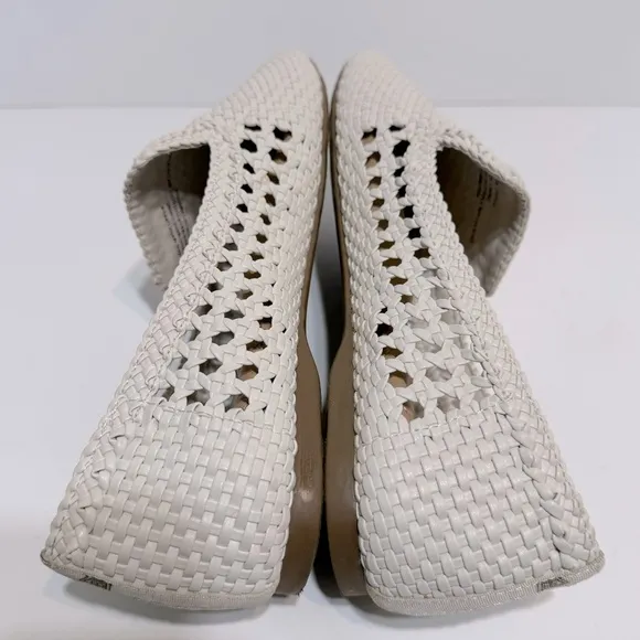 Birdies The Starling White Woven Leather Slip On Loafers Size 9