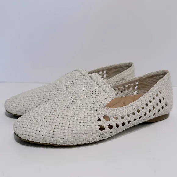 Birdies The Starling White Woven Leather Slip On Loafers Size 9