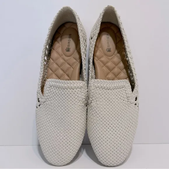 Birdies The Starling White Woven Leather Slip On Loafers Size 9