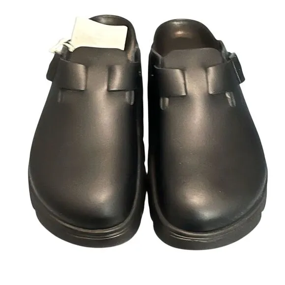 Birkenstock Boston Chunky Leather Clogs Black Unisex L10/M8 Work Nurse Comfort