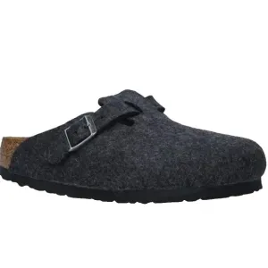 Birkenstock Boston Clogs Mules Black Gray Wool Felt Womens 8 EU 39