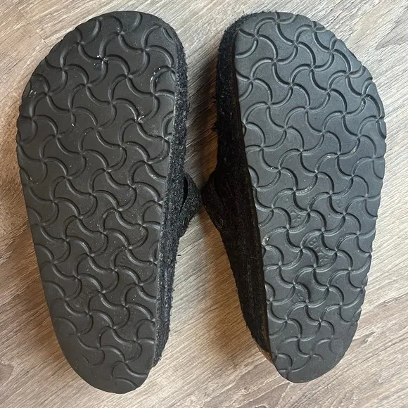 Birkenstock Boston Clogs Mules Black Gray Wool Felt Womens 8 EU 39
