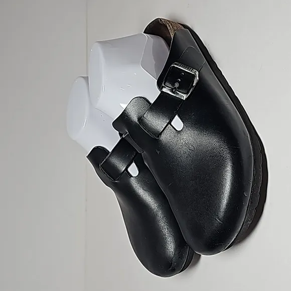 Birkenstock Boston Clogs Mules Shoes Slip-On Slide-On Black Leather 6-6.5 37