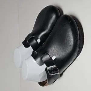 Birkenstock Boston Clogs Mules Shoes Slip-On Slide-On Black Leather 6-6.5 37