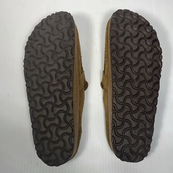 Birkenstock Buckley Suede Clogs Size 9 Leather Tea Tan