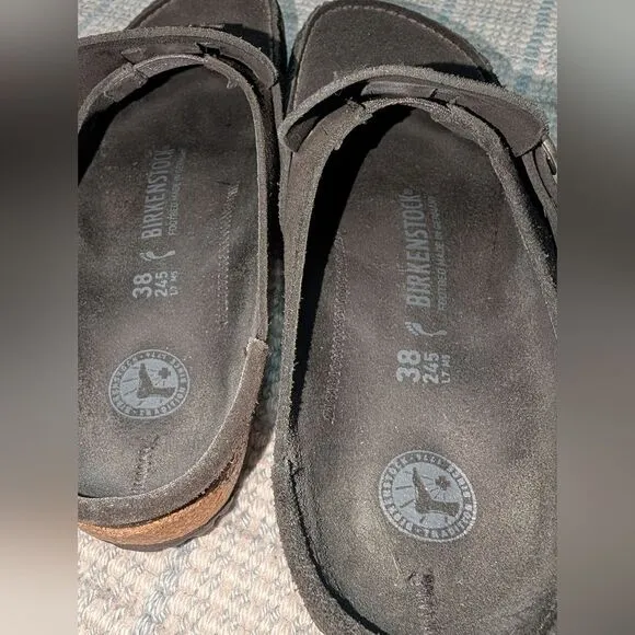 Birkenstock Buckley Suede Leather Size 38 In Black Suede Slip On Clogs Buckle