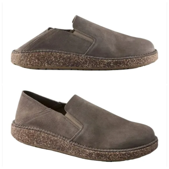 Birkenstock Callan Suede Leather in Gray Taupe Slip-On Shoe Clogs Size 39 Narrow