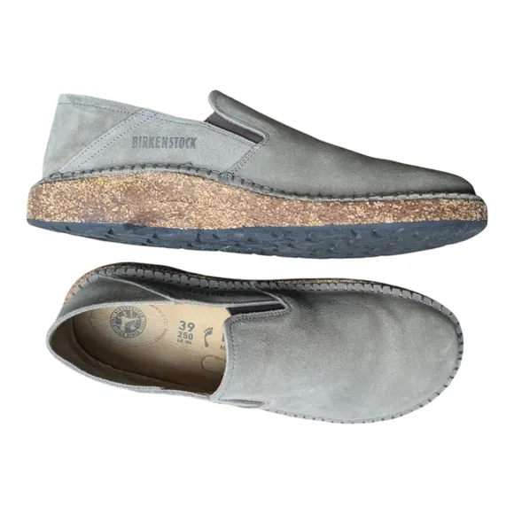 Birkenstock Callan Suede Leather in Gray Taupe Slip-On Shoe Clogs Size 39 Narrow