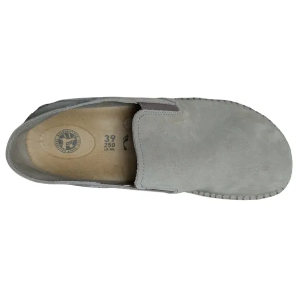 Birkenstock Callan Suede Leather in Gray Taupe Slip-On Shoe Clogs Size 39 Narrow