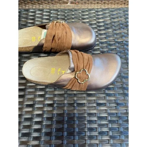 Birkenstock Metallic Leather Tatami Clogs 39
