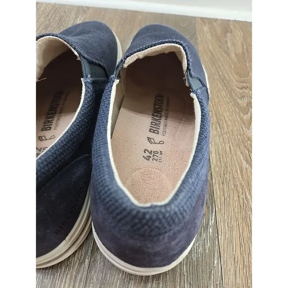 Birkenstock Oswego Navy Blue Canvas Slip On Sneaker EU 42R W 11-11.5 M 9-9.5