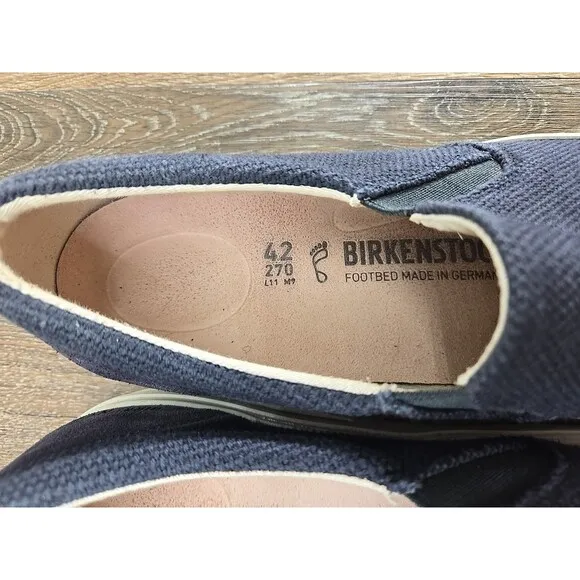 Birkenstock Oswego Navy Blue Canvas Slip On Sneaker EU 42R W 11-11.5 M 9-9.5