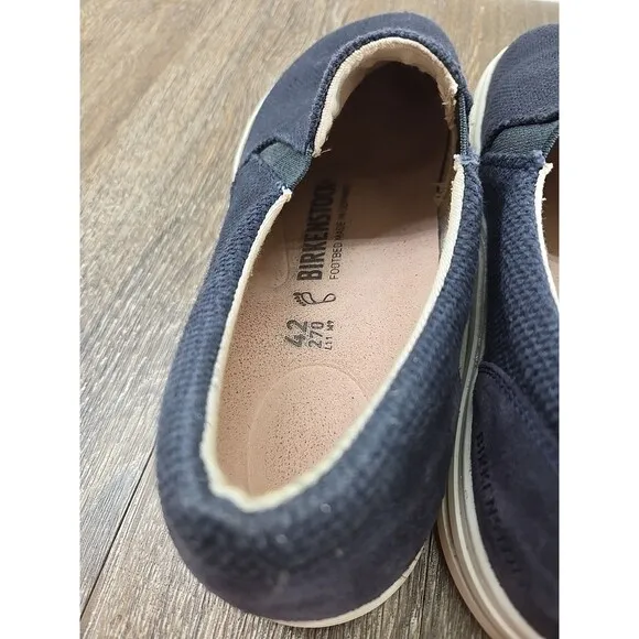 Birkenstock Oswego Navy Blue Canvas Slip On Sneaker EU 42R W 11-11.5 M 9-9.5