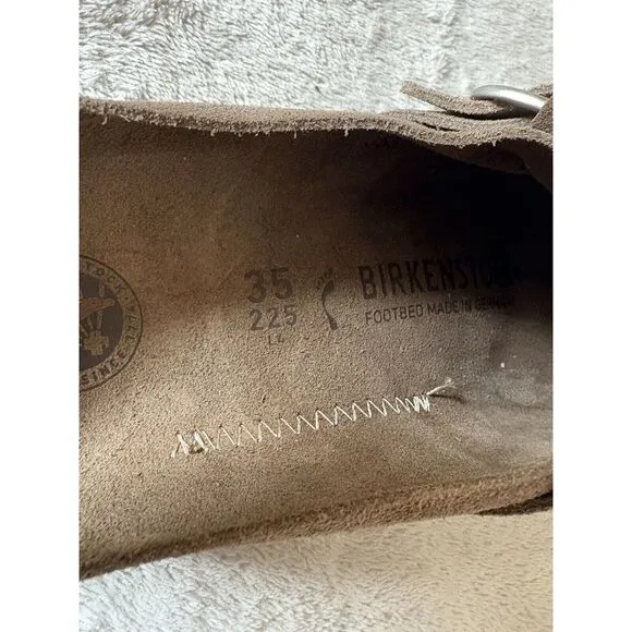 Birkenstock Women's 4-4.5‎ Buckley Suede Gray Taupe Slide On Clogs