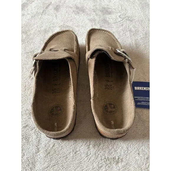 Birkenstock Women's 4-4.5‎ Buckley Suede Gray Taupe Slide On Clogs