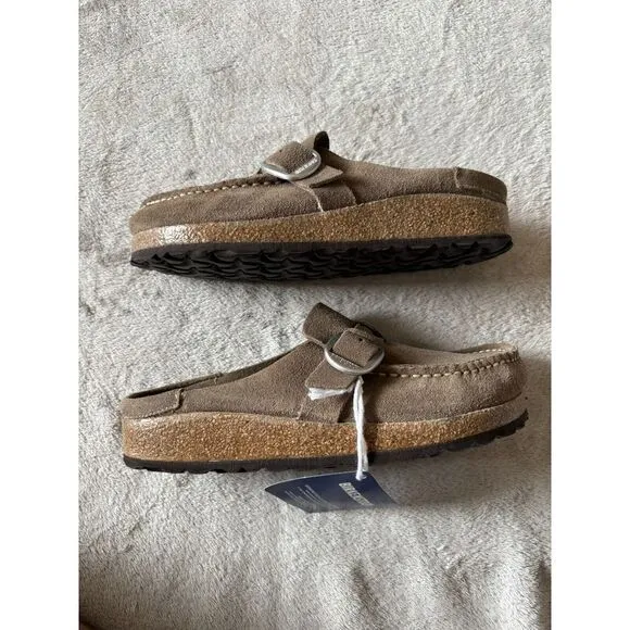 Birkenstock Women's 4-4.5‎ Buckley Suede Gray Taupe Slide On Clogs
