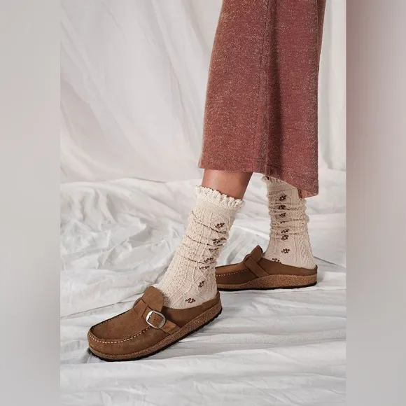 Birkenstock Women’s Buckley Classic Moccasin-Style Suede Clog in Tea