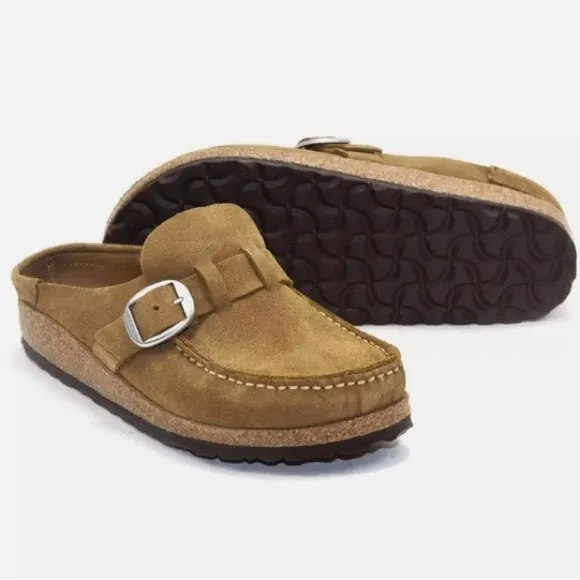Birkenstock Women’s Buckley Classic Moccasin-Style Suede Clog in Tea
