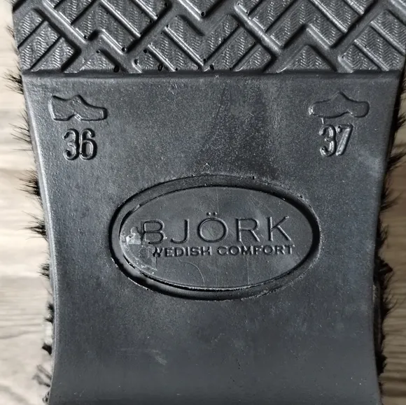 Bjork Professional Black Fur Leather Clogs Size EU 36, US 5.5-6