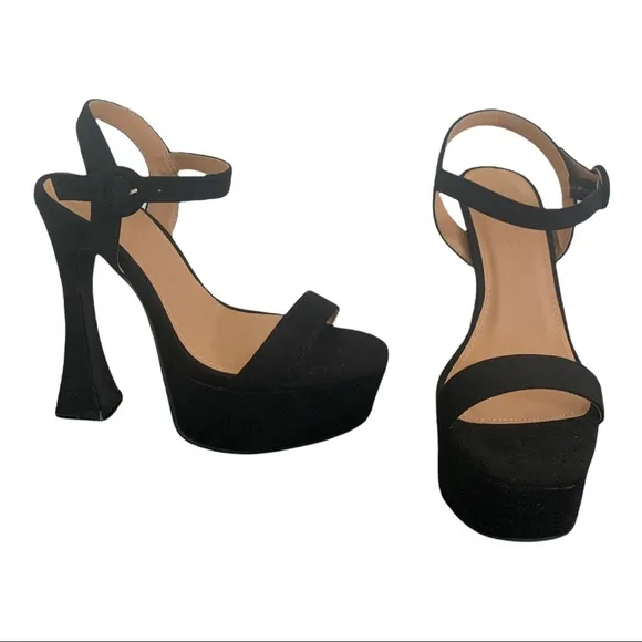 Black Block Platform Heels Size 36 5 5.5