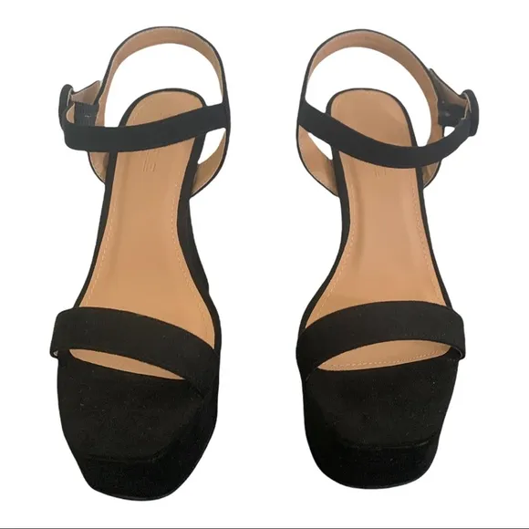 Black Block Platform Heels Size 36 5 5.5