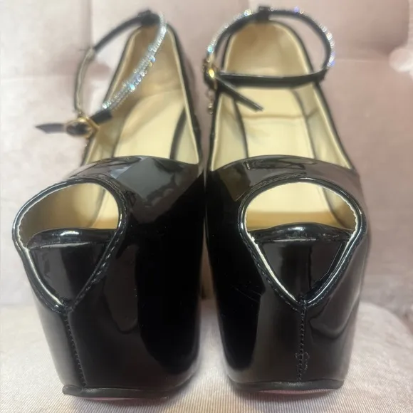 Black High Platform Peep-Toe Heels