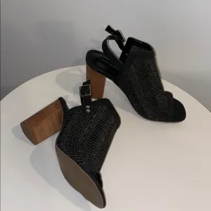 Black Open-Toe Women's Heels
