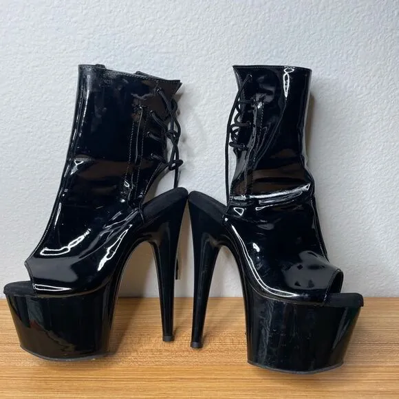 Black Peek Toe Platform Heels