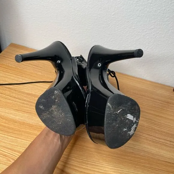 Black Peek Toe Platform Heels