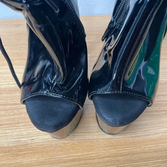 Black Peek Toe Platform Heels