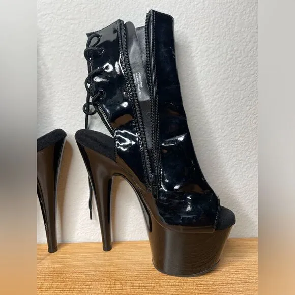 Black Peek Toe Platform Heels