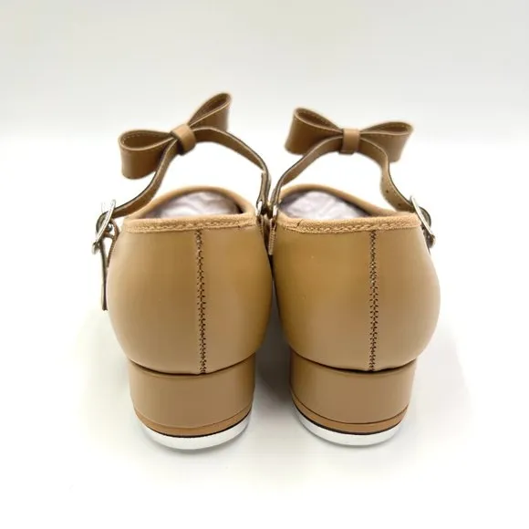 Bloch Big Girls Kids S0352L Caramel Tan Merry Jane Bow Strap Tap Dance Shoes 4M