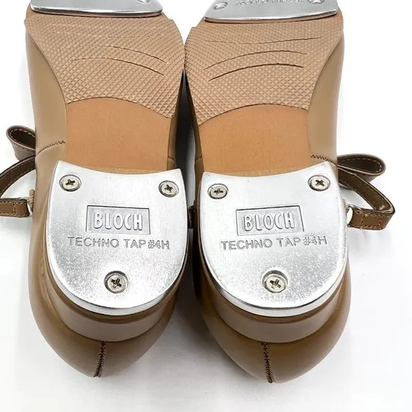 Bloch Big Girls Kids S0352L Caramel Tan Merry Jane Bow Strap Tap Dance Shoes 4M