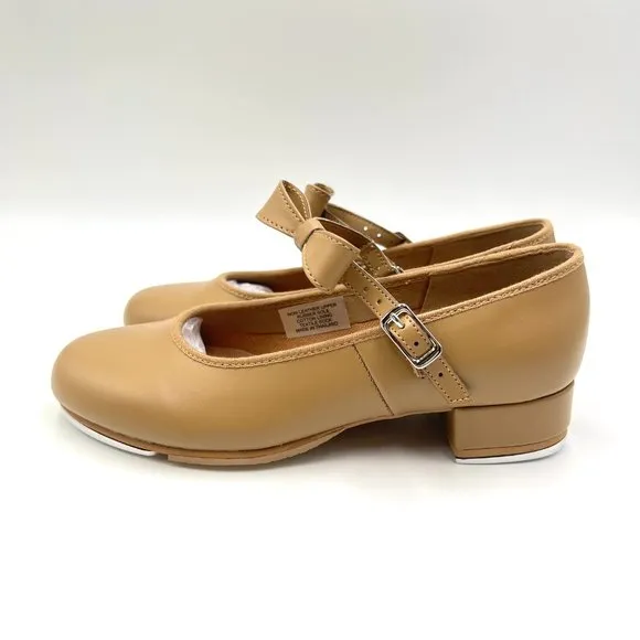 Bloch Big Girls Kids S0352L Caramel Tan Merry Jane Bow Strap Tap Dance Shoes 4M