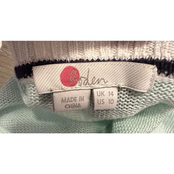 BODEN 10 US Norfolk Linen Jumper Crew Neck Decortative Buttons Light Blue