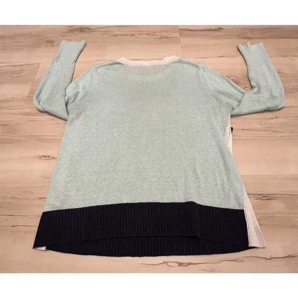BODEN 10 US Norfolk Linen Jumper Crew Neck Decortative Buttons Light Blue