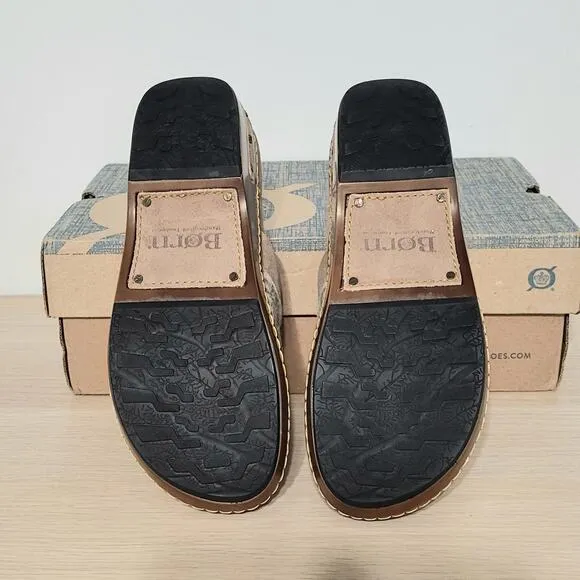 Born Bailie Clog Taupe Birch Wool Distressed Suede Southwest Blanket Slip On 7.5