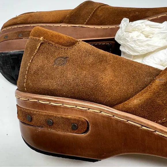Born Bailie Closed Back Clogs Brown Glazed Ginger Suede size US 8 EU 39 NEW