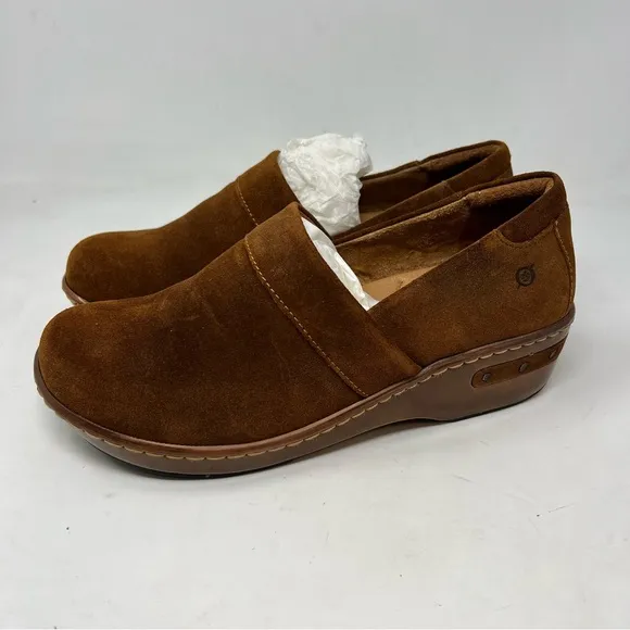 Born Bailie Closed Back Clogs Brown Glazed Ginger Suede size US 8 EU 39 NEW
