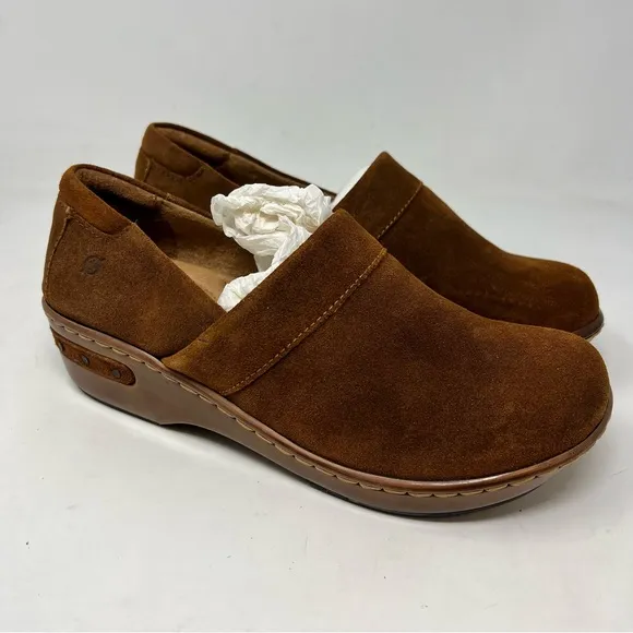 Born Bailie Closed Back Clogs Brown Glazed Ginger Suede size US 8 EU 39 NEW