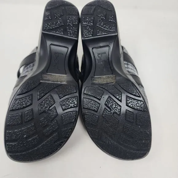 Born BOC Clogs Womens 7 Black Plaid Blanket Block Heels Lined Shoes