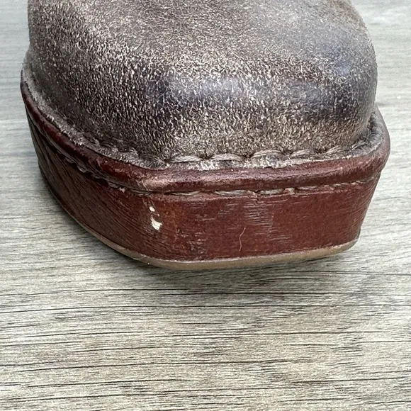 Born Hudson Slingback Clogs Taupe Leather Women's Size 7 Harness Square Toe