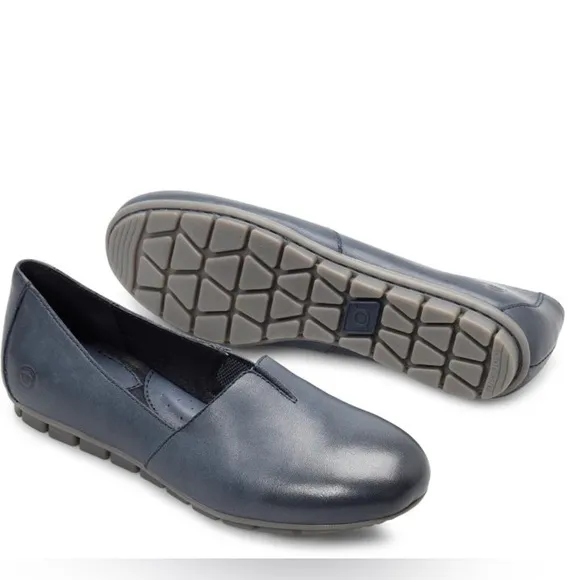 Born Women's Blue Leather Slip-On Shoes, size 10