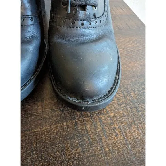Born Women's Lace-up Leather Oxford Block Heel Booties - Size 8.5